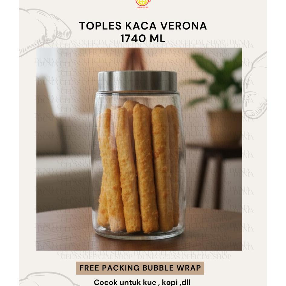 Toples Kaca 1740 Ml / Toples Lebaran / Toples Kacang / Toples Nastar / Toples Gula / Toples Kopi