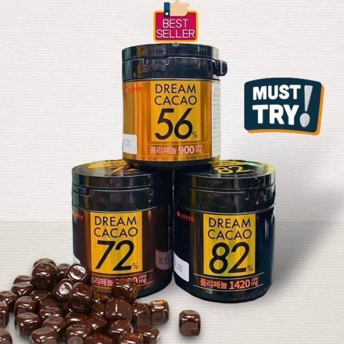 Lotte Dream Cacao 56 / 72 / 82 / Crunky - Dark Chocolate - Coklat