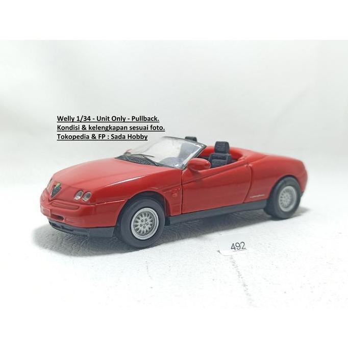 DIECAST WELLY 1/34 ALFA ROMEO SPIDER MERAH UNIT ONLY CADATOYS