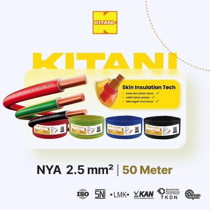 KITANI - NYA 2.5 mm - 50 Meter - Kabel Listrik Tembaga Kawat