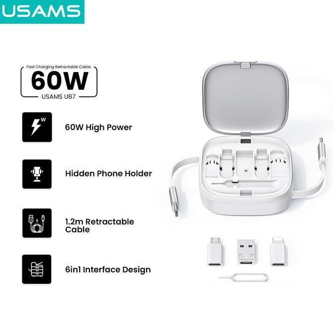USAMS U87 Kabel Fast Charging Type C Multifunctional Storage Set Box Cable
