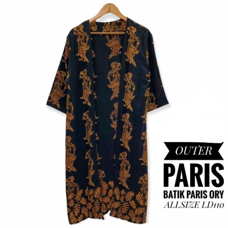 Terbaru Cardi Vest Outer Cardigan Batik Wayang Paris Bahan Paris