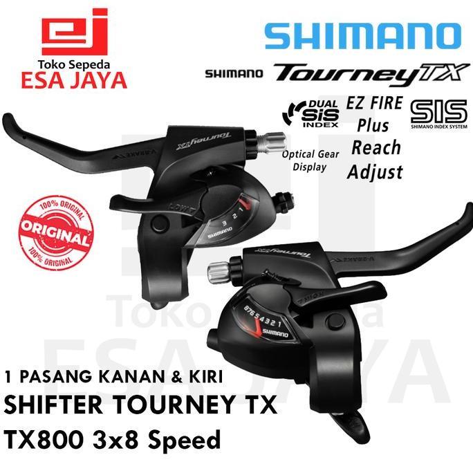 Shifter Shimano Tourney TX 800 3 x 8 Speed + Handle Rem TX800