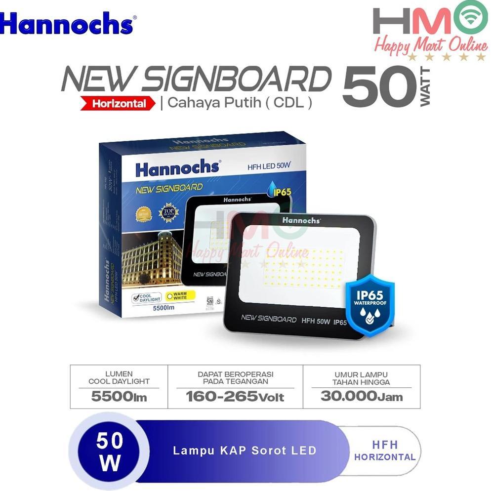 Hannochs Lampu Sorot 50 Watt Cahaya Putih HFH-50W CDL Kap Sorot Waterproof 50W Flood Light LED Lampu