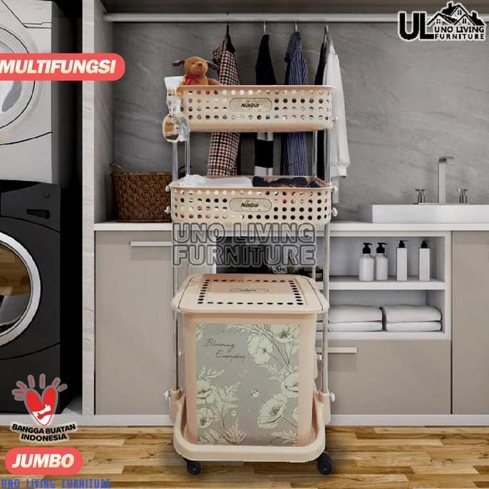 Laundry Basket Jumbo Stainless Steel Rak Keranjang Baju Naiba Emerald PL