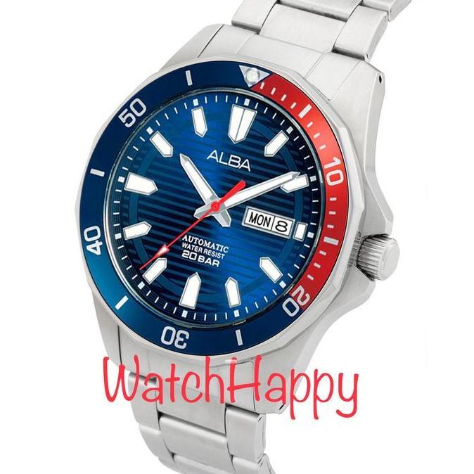 ALBA AL4455X1 AL4455 AZURE BLUE DIAL WITH BLUE RED BEZEL 100%ORIGINAL