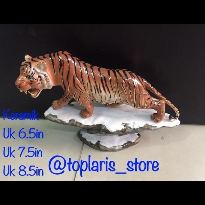 Patung Harimau Keramik Putih 8.5in