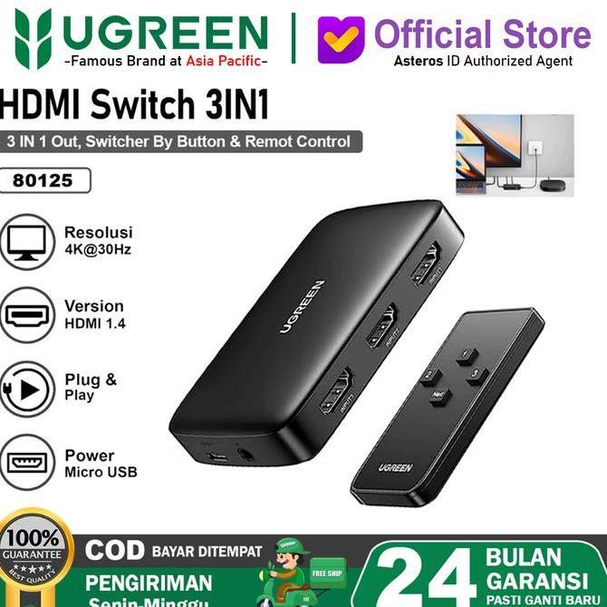 Dunwx- Collegare- Ugreen Hdmi Switcher 3 Input 1 Output 4K Hd + Remote 434