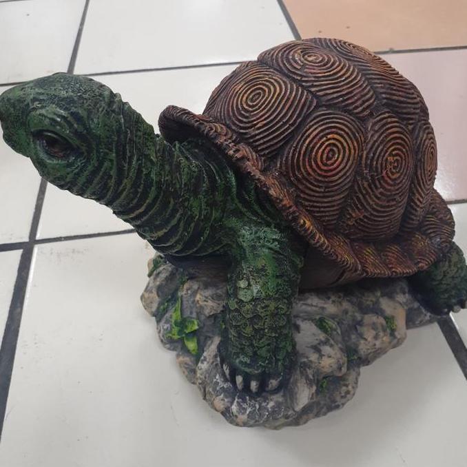 patung pajangan kura kura besar sulcata indian batu kolam taman kura2