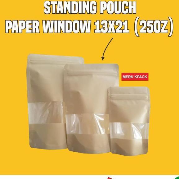 Standing Pouch Paper Window 13X21 Merk Kpack | 100Pcs