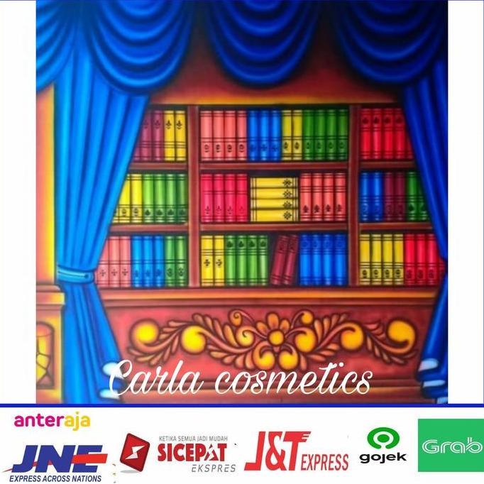 kain background foto wisuda rak buku renda biru ukuran 2,5X3M