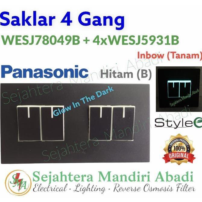 Ready Saklar 4 Gang Panasonic 4 Mata Inbow Tanam Style-E WESJ Hitam Black