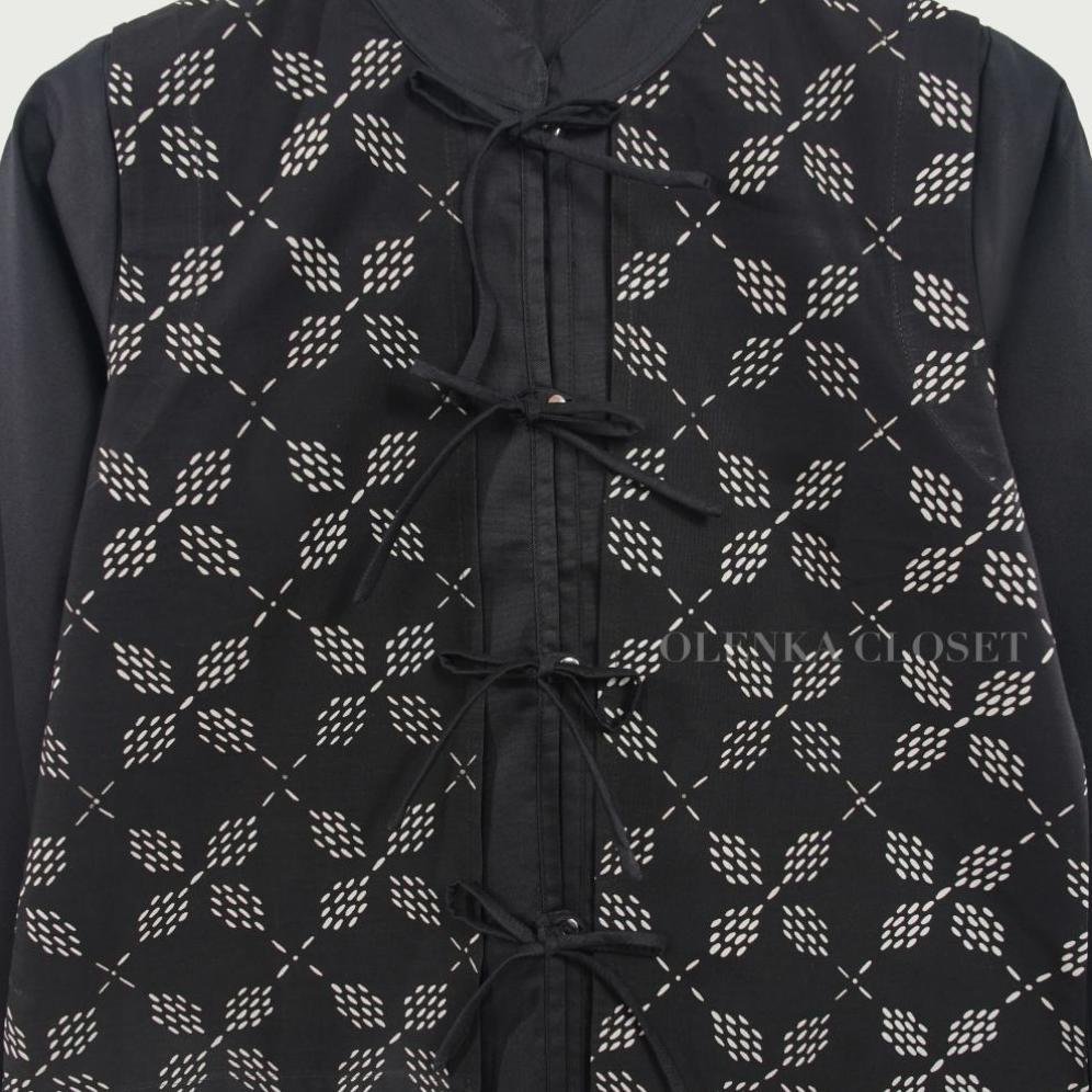 Original Atasan Batik 174 Hitam Baju Blus Blouse Kerja Wanita Modern Kekinian