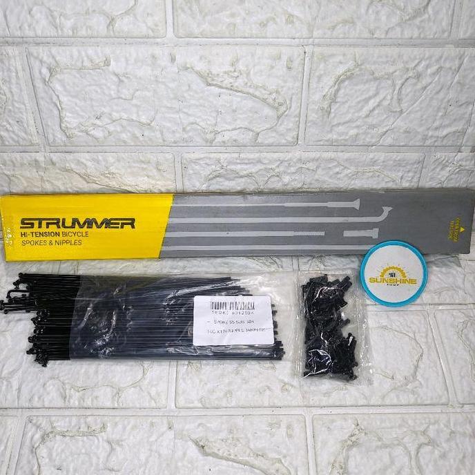Spoke Ruji Jari 174 STRUMMER STAINLESS BLACK 14G x 174mm Velg Rims Sepeda 20 Murni 406 Double Wall 3