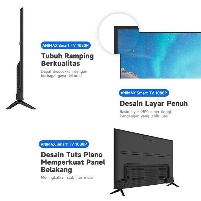 (S43)Animax Smart TV 43 Inch Digital TV Android 14.0 Smart TV Televisi FHD Youtube-Netflix-Web Brows