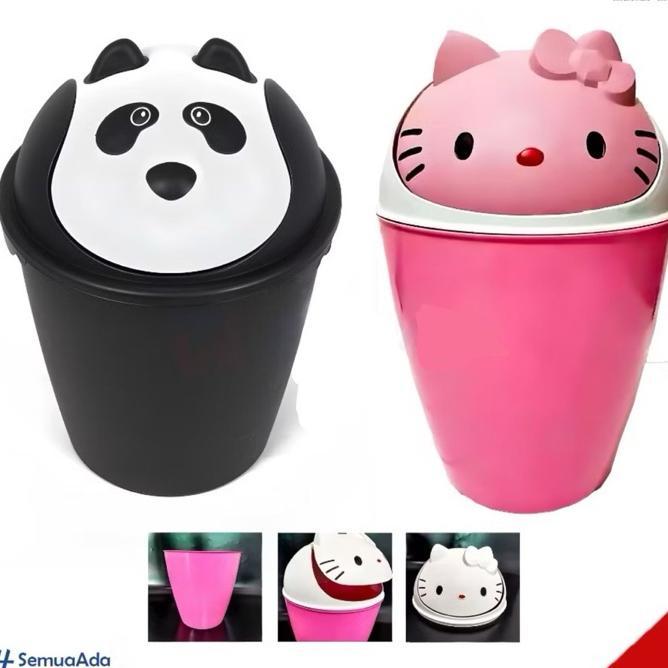 Tempat Sampah Karakter 10 Liter Tong Sampah Plastik Jumbo Hello Kitty & Panda Lucu Dan Unik