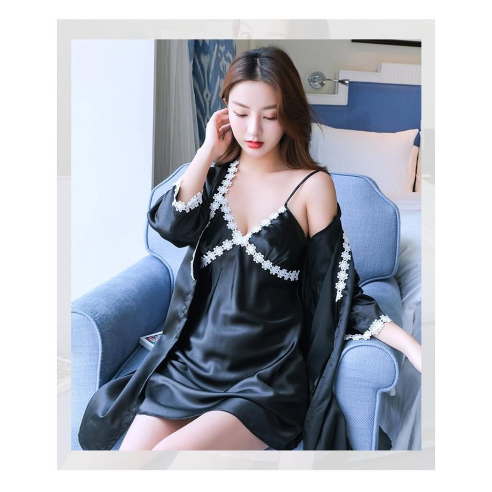 NEW Kimono Lingerie Renda Satin Halus Premium