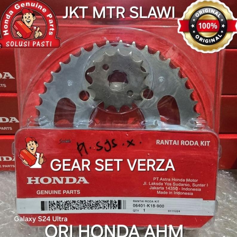 BERKUALITAS 06401 K18 900 GEAR SET GEAR RANTAI RODA, GEAR SET VERZA, VERZA 150 ASLI HONDA AHM, ORI H