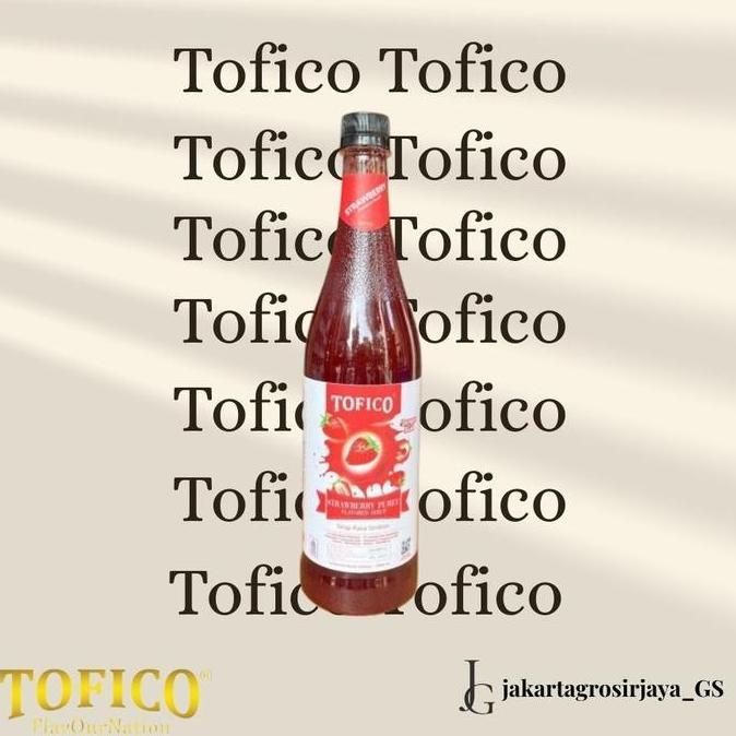 Tofico Strawberry Puree Syrup 1L - Sirup Tofico Premium Rasa Stroberi 1000 Ml (New Packaging)