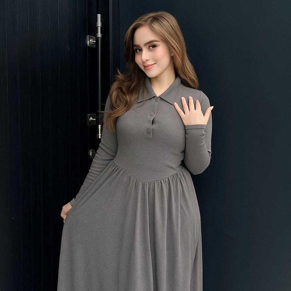 ORIGINAL Dress Gamis Panjang Busui Resleting Depan Bahan Tebal Nayan Untuk di Dalam Atau Di Luar Rum