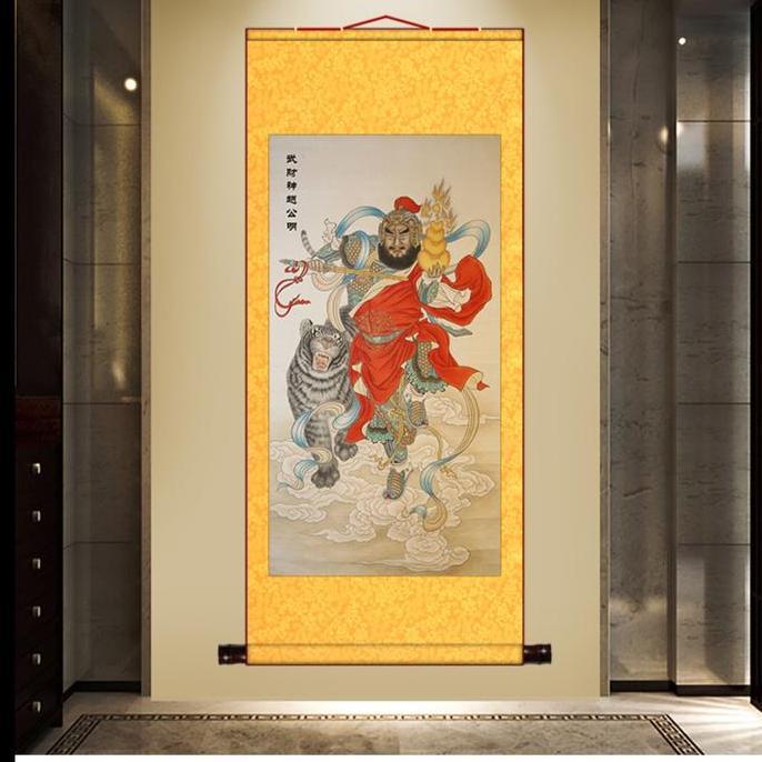 Lukisan Gantung de rezeki Zhao Gong Ming tio guan suei 80x30cm LG230