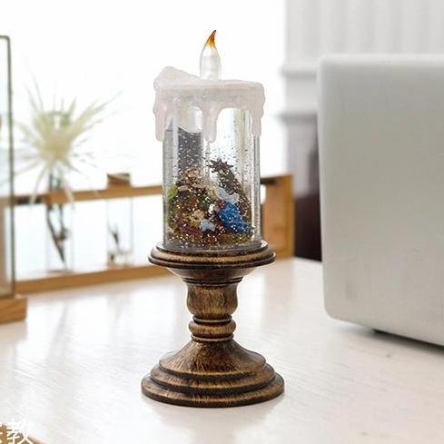 Lilin LED Natal Snowglobe Motif Natal Yesus Kado Natal Lilin Elektrik