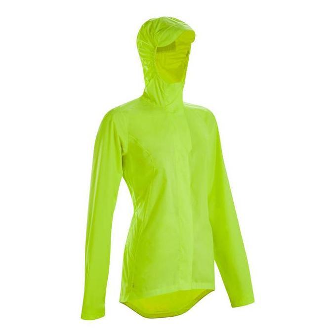 Decathlon Btwin Jaket Anti Air Urban Cycling Wanita Yellow - 960307