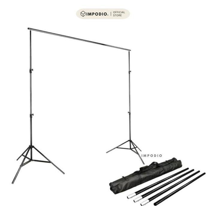 IMPODIO Stand Backdrop Foto 2x3m / 3x3m Lipat Portable | Tripod Penyangga Background Studio Profesio