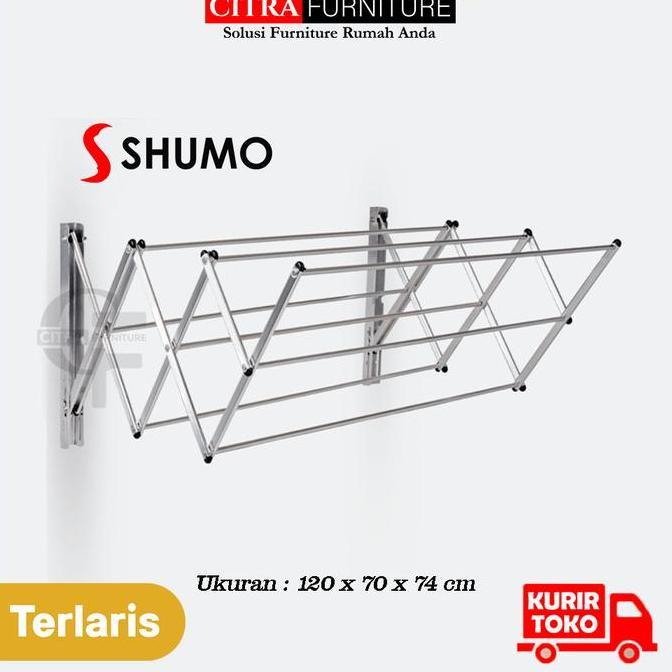 SHUMO Jemuran Handuk Dinding Stainless Okayaman Series | Jemuran Baju Lipat Kecil Kamar Mandi