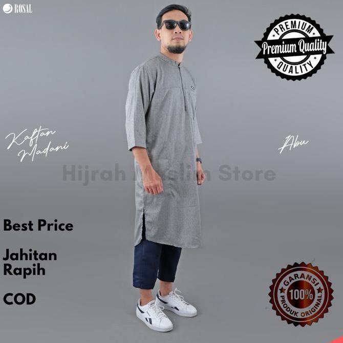 Baju Gamis Kaftan Kurta Koko Pakistan Fashion Muslim Pria Original Polos By ROSAL Bahan Katun Madina