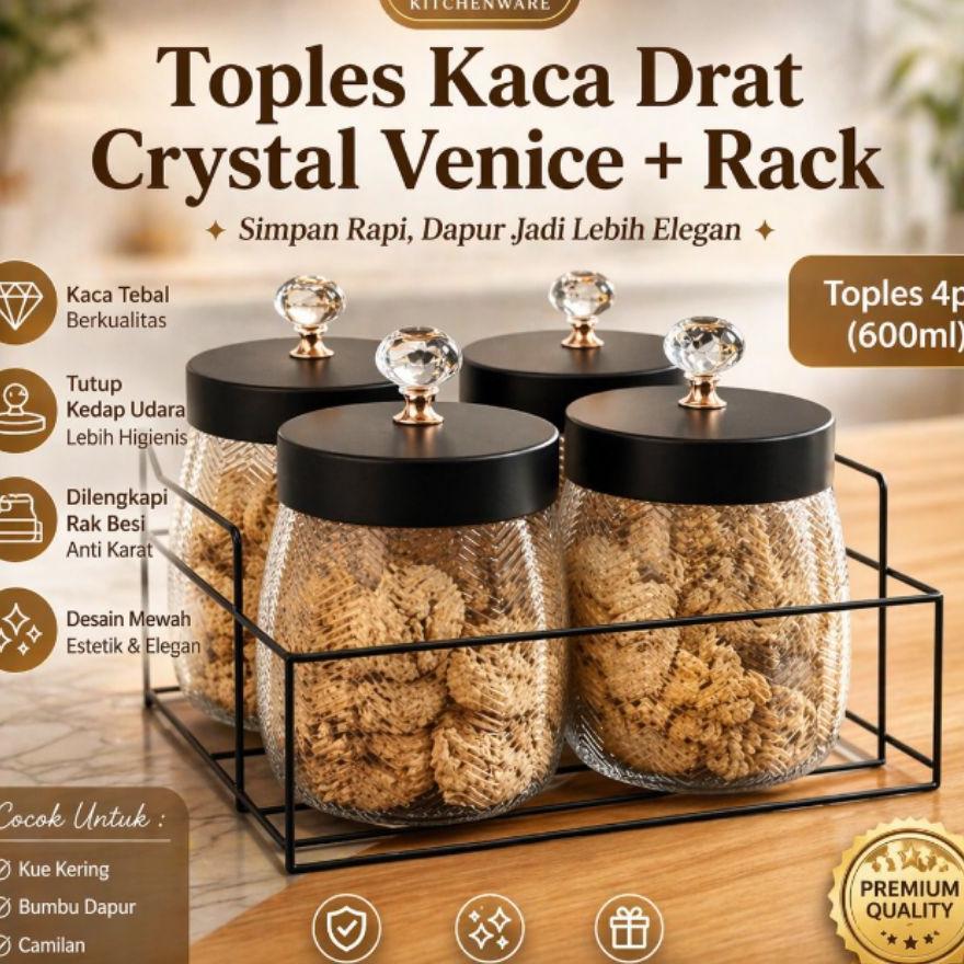 Toples Kaca Drat Crystal Venice Aesthetic + Rack
