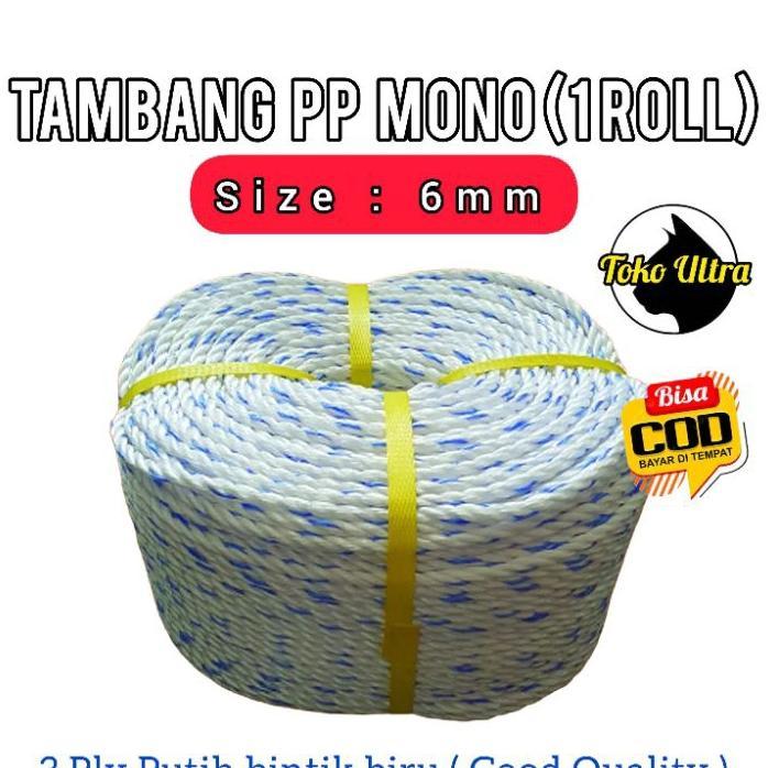 Tali Pp 6Mm 1 Roll / Tambang Pp 6Mm / Tali Pp Mono / Tambang Kapal / Polypropylene Monofilment Rope 