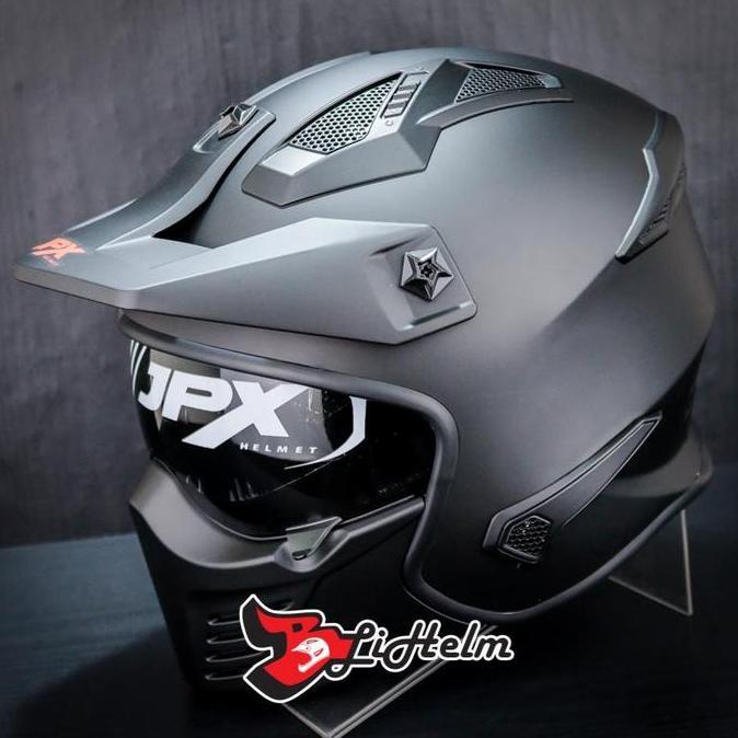 JPX HELM MX726R SMOKE SOLID  | BLACK DOFF | MX726 R CROSSOVER