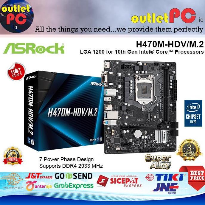 Asrock Motherboard H470M-HDV/M.2 LGA1200 Intel Gen10 DDR4 H470M HDV M2
