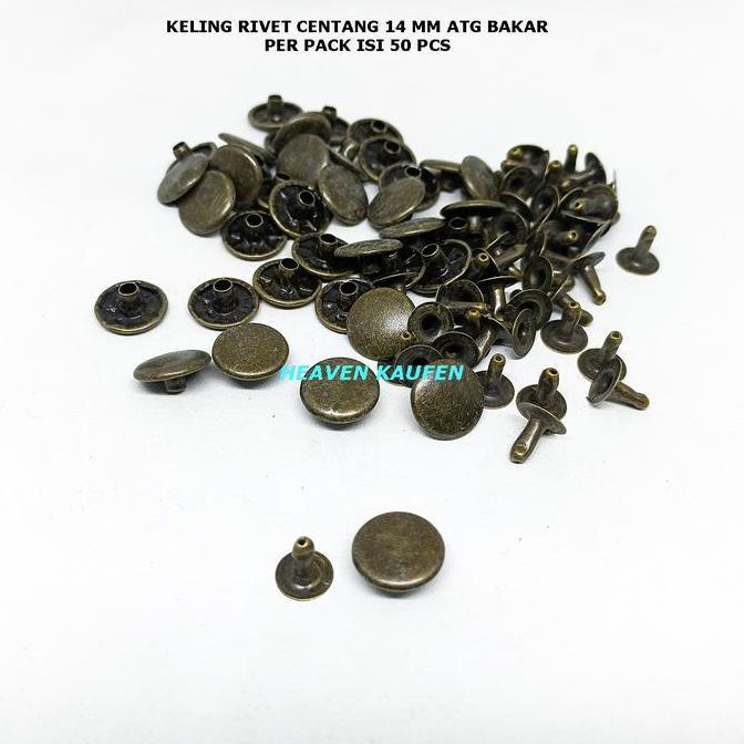 Paku Keling Rivet Centang Gepeng Datar 14 mm Warna ATG Bakar Harga Per Pack isi 50 Pcs Untuk Keling 