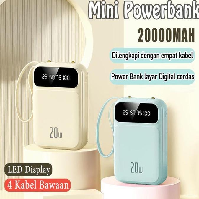 Paor- Powerbank 20000Mah Mini With 4 Usb Fast Charging Led Senter Display