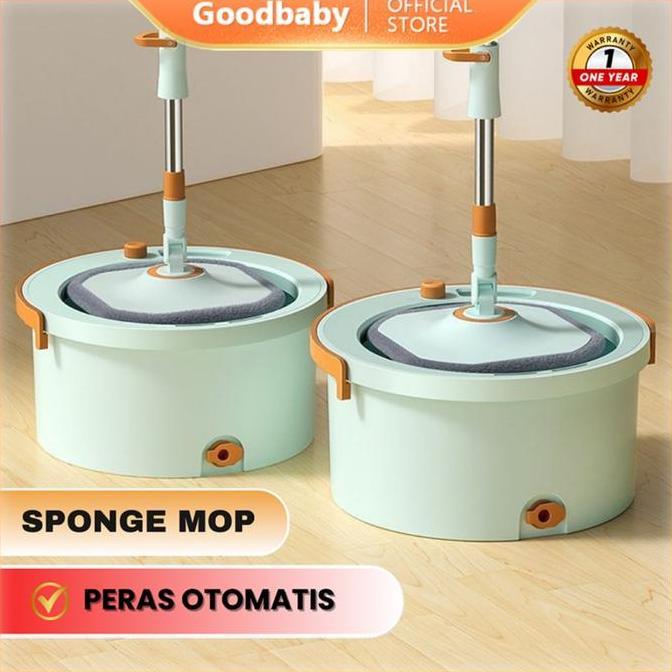 Goodbaby - Alat Pel Putar Mop Bulat Spin Mop Bulat Kotak - Alat pel Pembersih Lantai Spin Mop Ember 