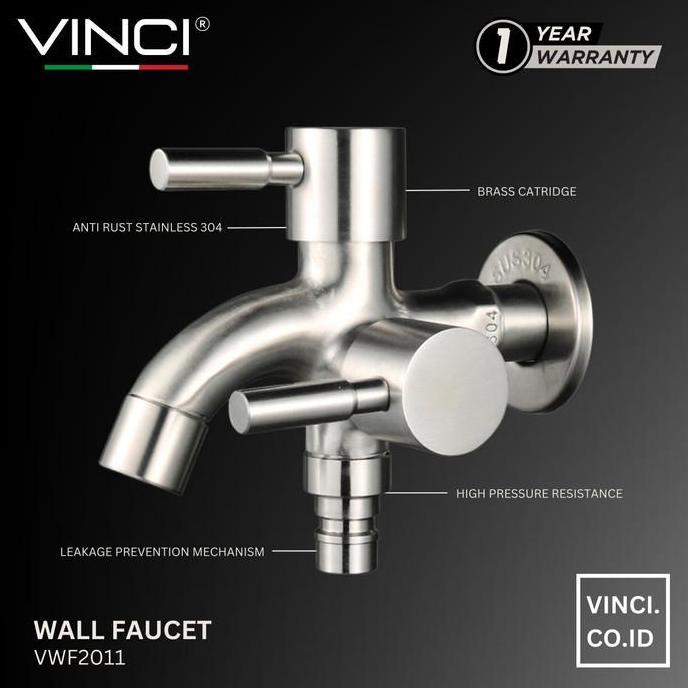 Gonew- Fluszo- Vinci Keran Cabang Air Double Shower Tembok Kran Air Dinding Cabang Dobel Sower Ll Sh