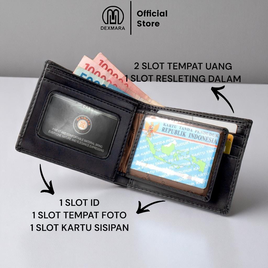 Dexmara Dompet Pria Free Box | Resleting Dalam Bahan Kulit Sintetis Pvc Dm 02S