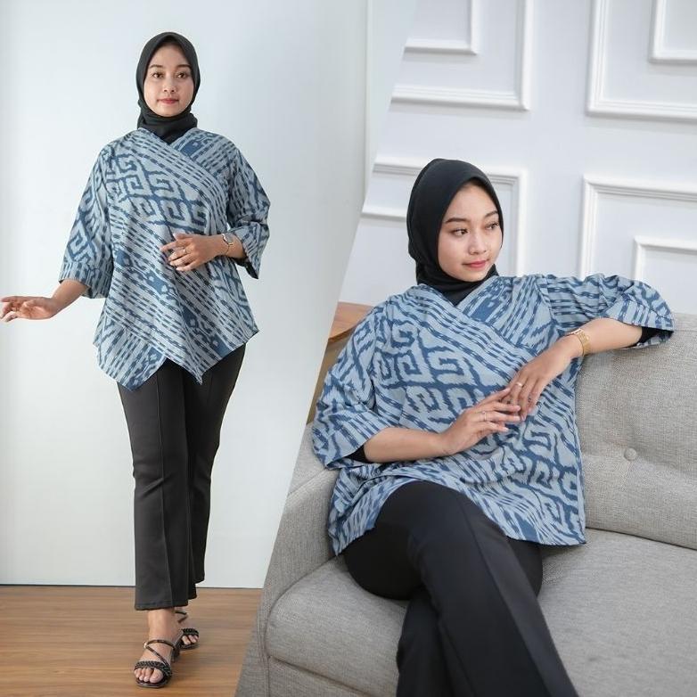 Garansi Blus Batik Jumbo Motif Etnik Lengan 7/8 Blouse Batik Songket Premium