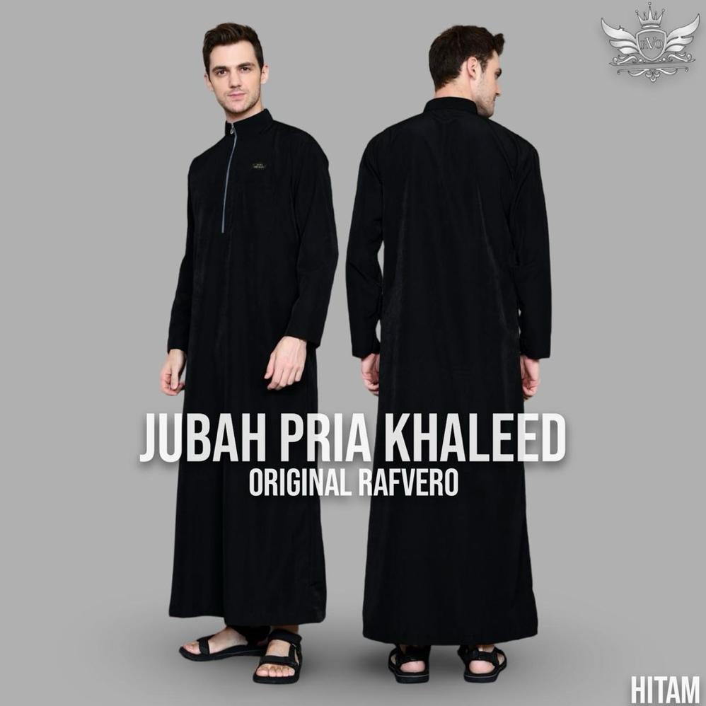 NEW Jubah Khaleed Pria - Jubah Katun Toyobo Premium - Gamis Pria Dewasa Hitam Polos- Gamis Pria Terl