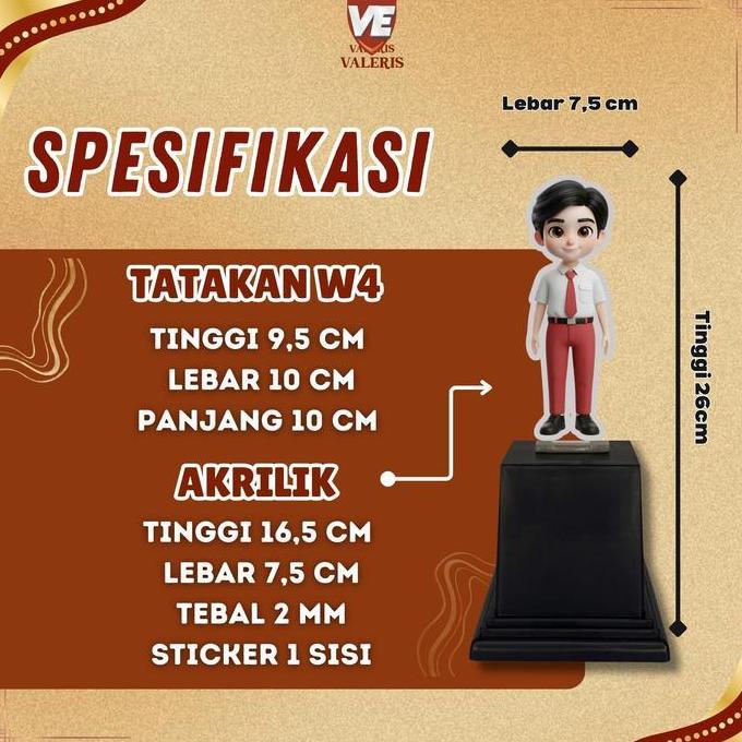 Piala Akrilik Anak Sekolah SD | Tanpa Stiker | Hadiah Ranking,Penghargaan,Wisuda