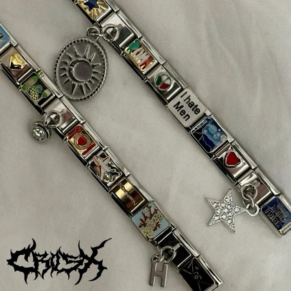 ORIGINAL ITALIAN CHARM BRACELET / GELANG RANTAI JAM TANGAN SILVER VINTAGE CHAIN BRACELET DHT CHARM B