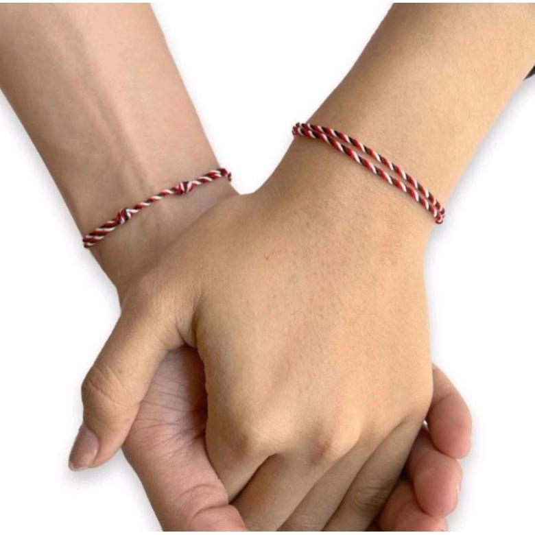 FAST DELIVERY GELANG TRIDATU ASLI ORIGINAL KHAS BALI POLOS 3 WARNA MERAH HITAM PUTIH OSROT MURAH 1MM