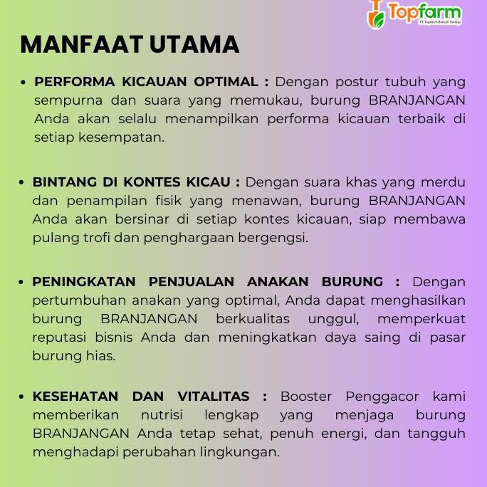 Vitamin Booster Burung Branjangan/ Booster Penggacor Burung Branjangan/Vitamin Burung Branjangan Cep