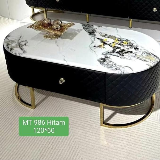 Terbaru Meja Tamu Marmer Import Warna Abu - Meja Marmer Minimalis - 120X60Cm