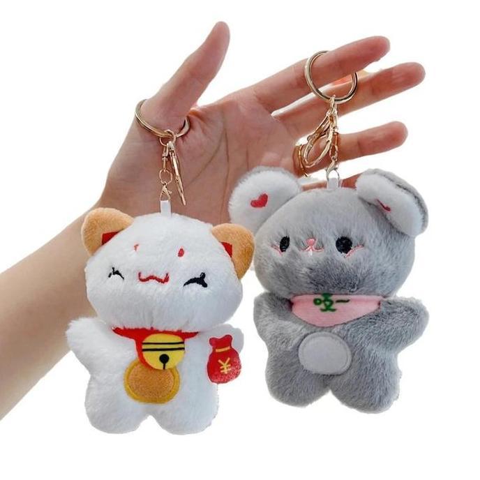 Gantungan Kunci Kucing Dan Tikus Plush Keychain Tas Sekolah Anak Lucu Ganci Mobil Dan Motor Unik Kar