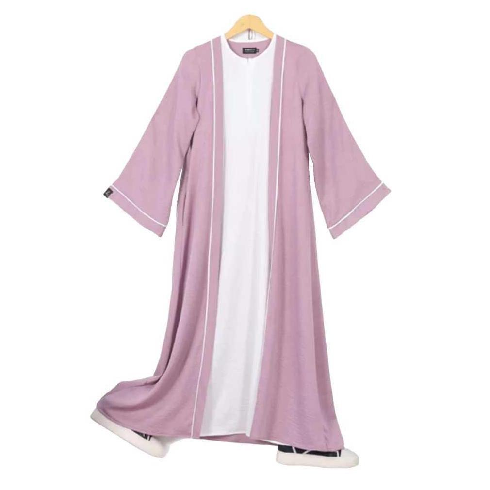 Hot Deals Gamis Two Tone Dua Warna Turkey List Putih Luna Abaya Crinkle Import Maxy Remaja Kekinian