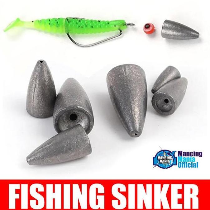 MANCING MANIA Timah Pemberat Kerucut Sinker Umpan Pancing Carolina Rig Softlure Ajing Rayap Paddle C