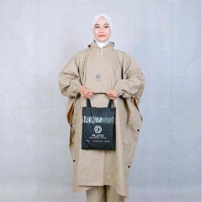 Jas Hujan Jumbo Pria Wanita Bahan PVC Karet Baju Ponco + Celana jas  hujan by PLUTO Dewasa